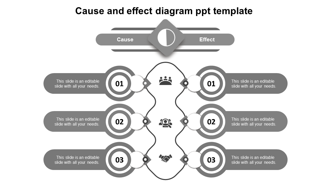 cause and effect diagram ppt template-grey
